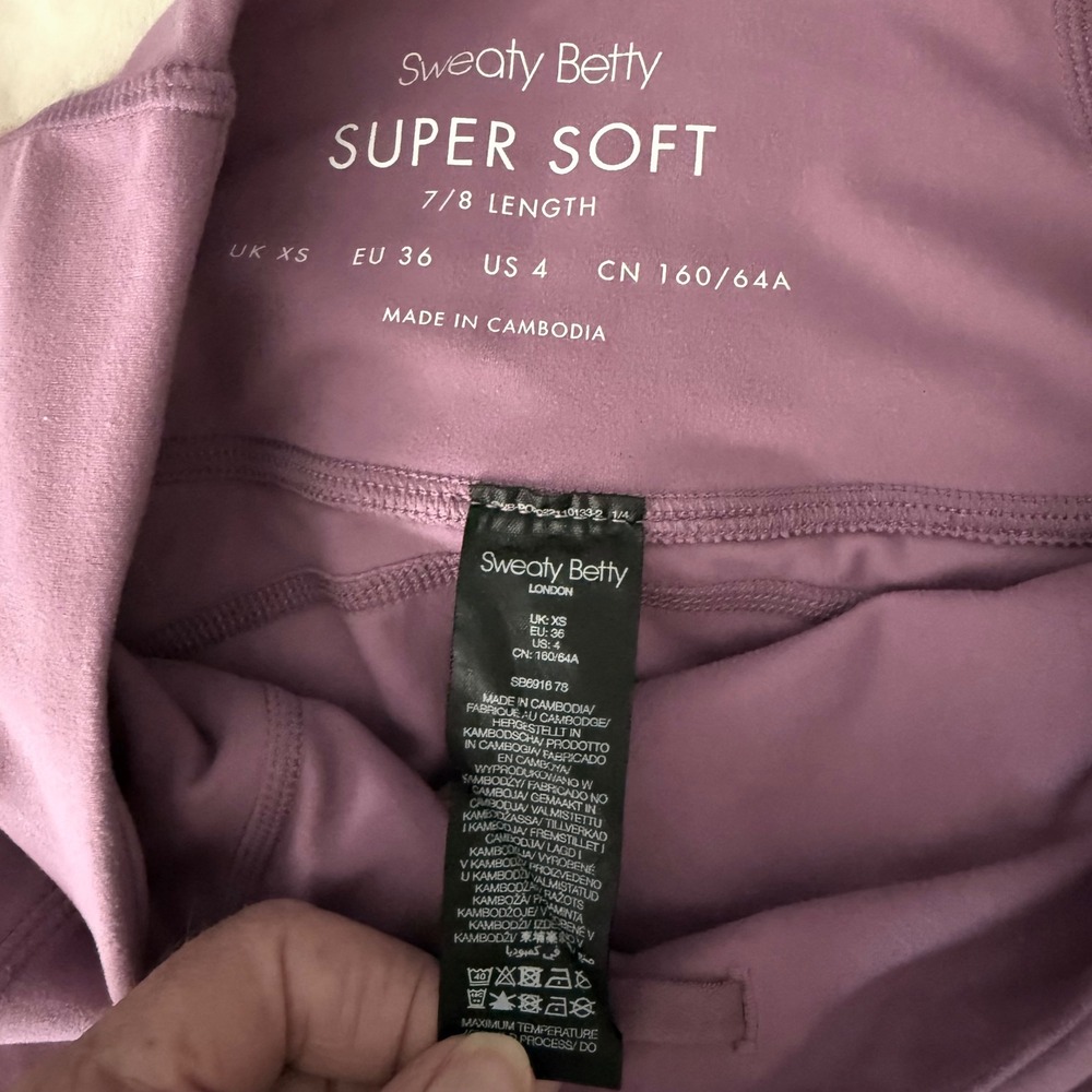 Sweaty Betty Super Soft Leggings Women 4 Purple Excellent 7/8 Yoga Pockets - Picture 7 of 14